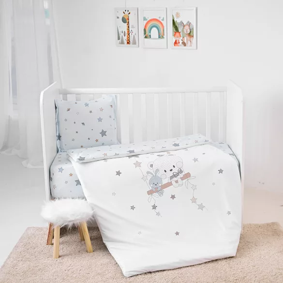Lorelli 5-dielna sada posteľnej bielizne - Bear with Swing Blue