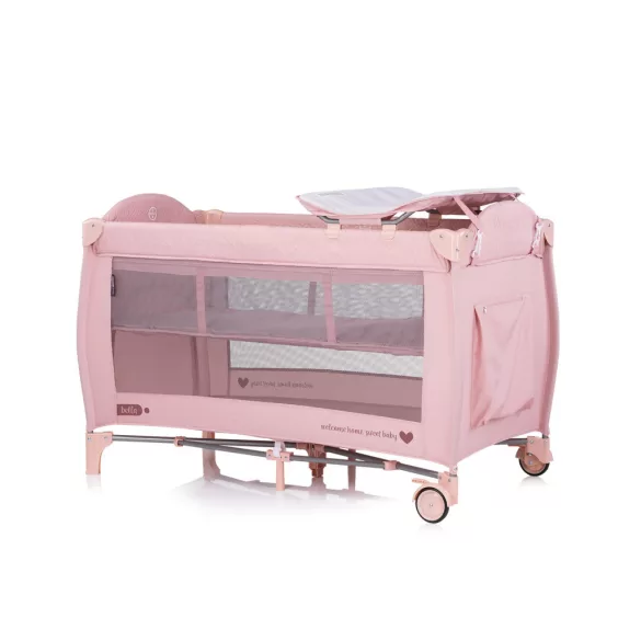 Chipolino Bella multifunkčná cestovná postieľka - pink marshmellow