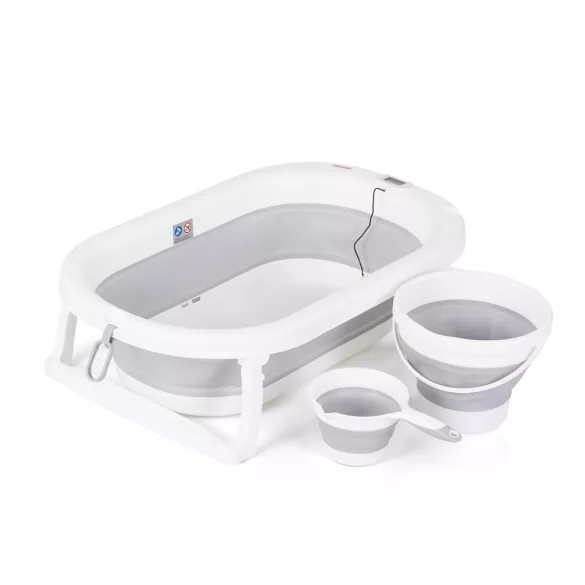 Chipolino Bubble Spa 3v1 skladacia vanička s príslušenstvom 83 cm - light grey