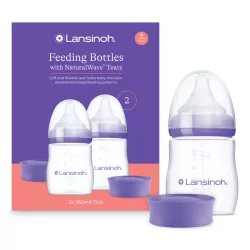   Lansinoh 2 ks fľaše s pomalým prietokom + 2 ks viečok, 160 ml