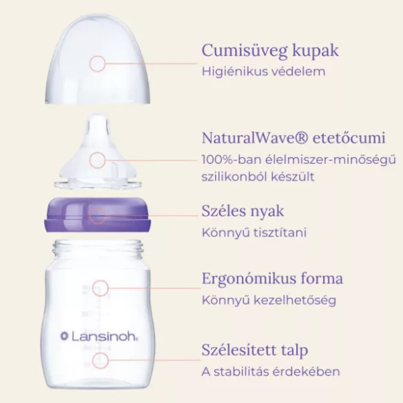 Lansinoh 2 ks fľaše s pomalým prietokom + 2 ks viečok, 160 ml
