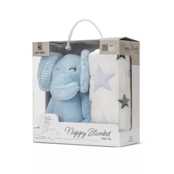 Lorelli Nappy prikríka 75x90 cm - Blue Elephant