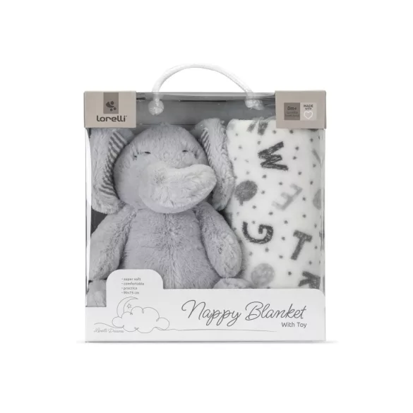 Lorelli Nappy prikríka 75x90 cm - Grey Elephant