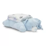 Lorelli Poffy Duo prikrývka 75x90 cm s vankúšikom 45x30 cm - White Blue Teddy Bear