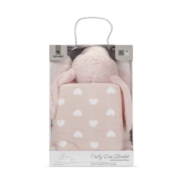 Lorelli Poffy Duo prikrývka 75x90 cm s vankúšikom 45x30 cm - Peach Bunny