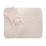 Lorelli Poffy Duo prikrývka 75x90 cm s vankúšikom 45x30 cm - Peach Bunny