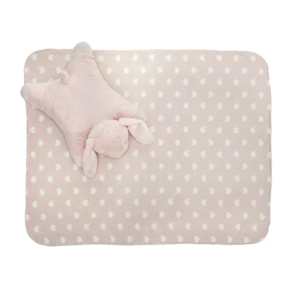 Lorelli Poffy Duo prikrývka 75x90 cm s vankúšikom 45x30 cm - Peach Bunny