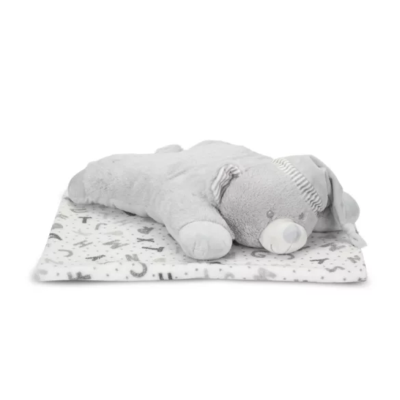 Lorelli Poffy Duo prikrývka 75x90 cm s vankúšikom 45x30 cm - White Grey Teddy Bear