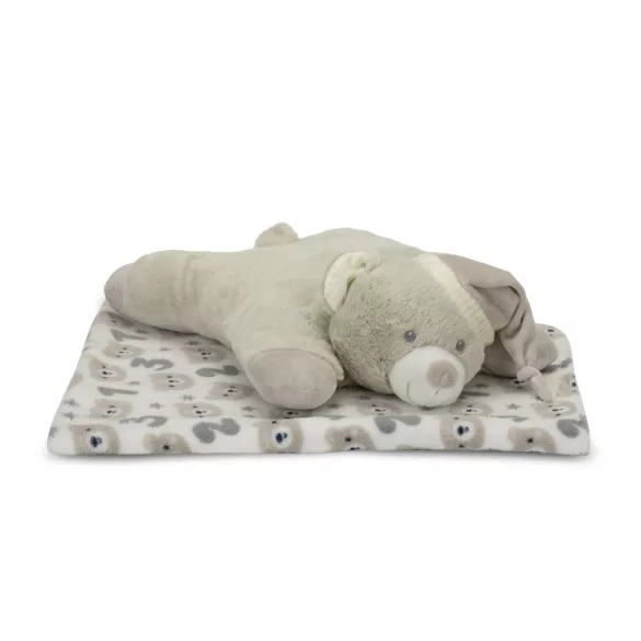 Lorelli Poffy Duo prikrývka 75x90 cm s vankúšikom 45x30 cm - White BeigeTeddy Bear