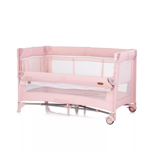Chipolino Glory multifunkčná cestovná postieľka - pink marshemllow