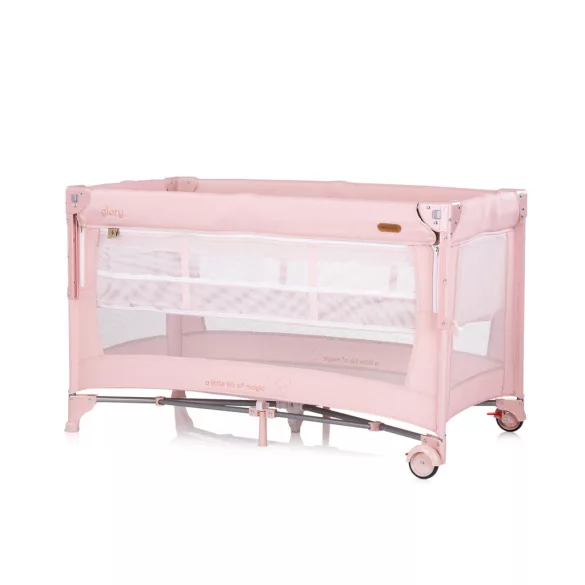 Chipolino Glory multifunkčná cestovná postieľka - pink marshemllow