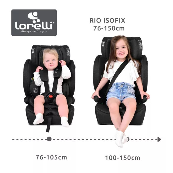 Detská autosedačka Lorelli Rio i-Size s upevnením ISOFIX 76–150 cm – Black