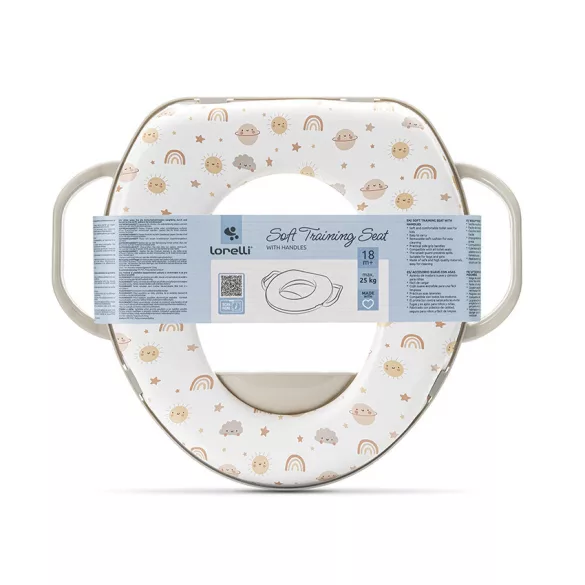 Lorelli polstrovaný zúžovač na WC s držadlom – Planets Beige