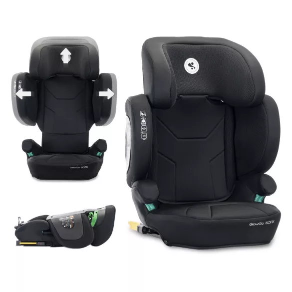 Lorelli Growgo 100–150 cm skladateľná detská autosedačka i-Size s upevnením Isofix – Black