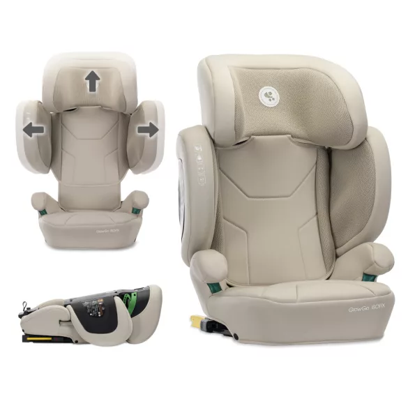 Lorelli Growgo 100–150 cm skladateľná detská autosedačka i-Size s upevnením ISOFIX – béžová