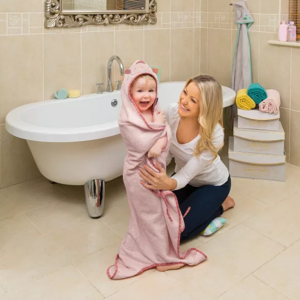 ClevaMama Extra veľký bambusový detský uterák – ružový