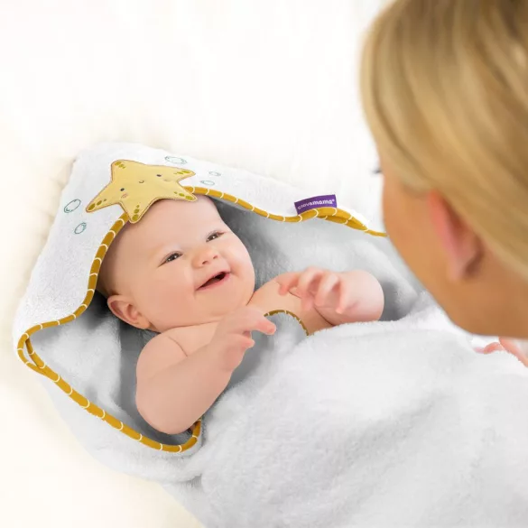 ClevaMama Extra veľký bambusový detský uterák – biely