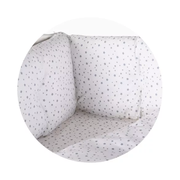 Chipolino 9-dielna sada posteľnej bielizne s obliečkou na perinu 60/120 – Grey stars