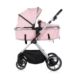 Detský kočík Chipolino Pearl 2 v 1 s športovou časťou, ktorú možno premeniť na kolísku – Powder pink