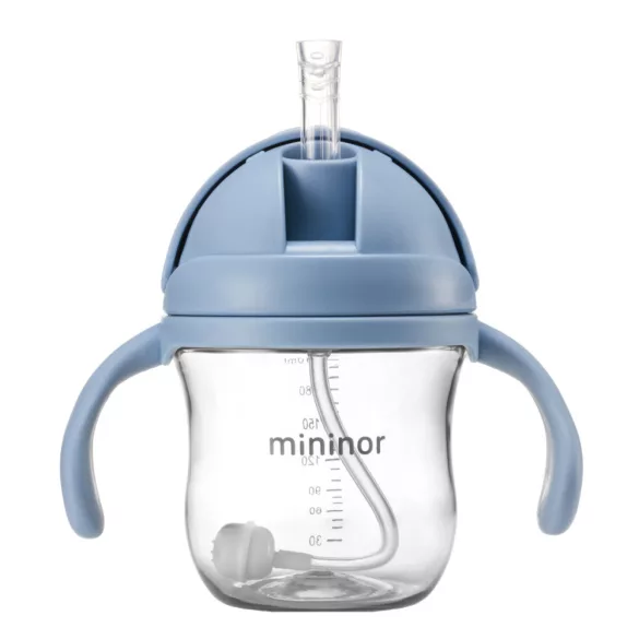Mininor pohárik na pitie so slamkou 220 ml – modrý