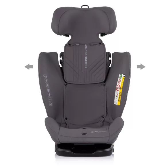 Detská autosedačka Chipolino Techno iGrow Isofix 40–150 cm – charcoal