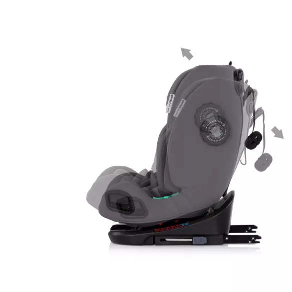 Detská autosedačka Chipolino Techno iGrow Isofix 40–150 cm – charcoal