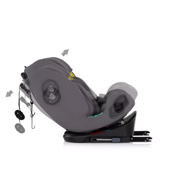 Detská autosedačka Chipolino Techno iGrow Isofix 40–150 cm – charcoal