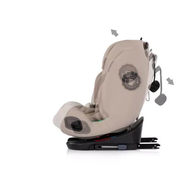 Detská autosedačka Chipolino Techno iGrow Isofix 40–150 cm – latte