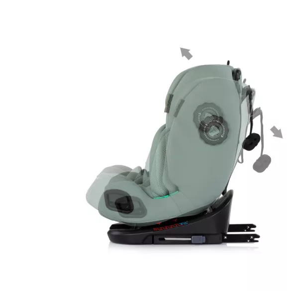 Detská autosedačka Chipolino Techno iGrow s upevnením Isofix 40–150 cm – matcha