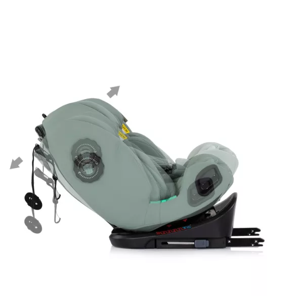 Detská autosedačka Chipolino Techno iGrow s upevnením Isofix 40–150 cm – matcha
