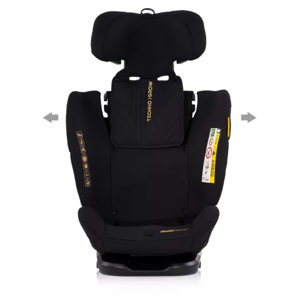 Detská autosedačka Chipolino Techno iGrow s upevnením Isofix 40–150 cm – noir