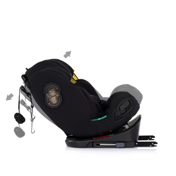 Detská autosedačka Chipolino Techno iGrow s upevnením Isofix 40–150 cm – noir