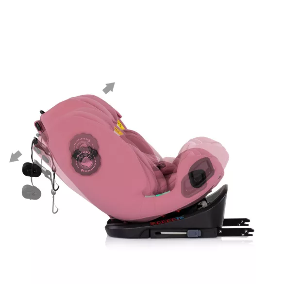 Detská autosedačka Chipolino Techno iGrow s upevnením Isofix 40–150 cm – powder pink