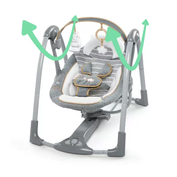 INGENUITY Premeniteľná cestovná hojdačka s melódiami Bella Teddy™ 0m+ do 9 kg