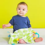 Bright Starts Plienka na zuby s krúžkom C Little Taggies so zelenými bodkami, od 0 mesiacov
