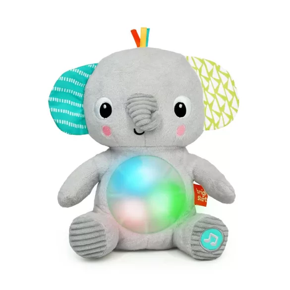 Bright Starts Plyšová hudobná svietiaca hračka slon, Hug-a-bye Baby™, 0 mesiacov+