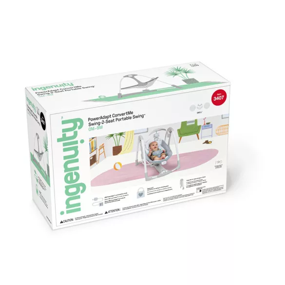 INGENUITY Premeniteľná vibrujúca hojdačka s melódiami a adaptérom, Swell™, 2 v 1, od 0 mesiacov, do 9 kg