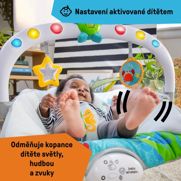 Baby Einstein Hudobné vibračné kresielko so svetielkami Kick to It Neptune do 9 kg