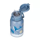 Petite&Mars Nerezová termoska so slamkou 350 ml Whale Song 12m+