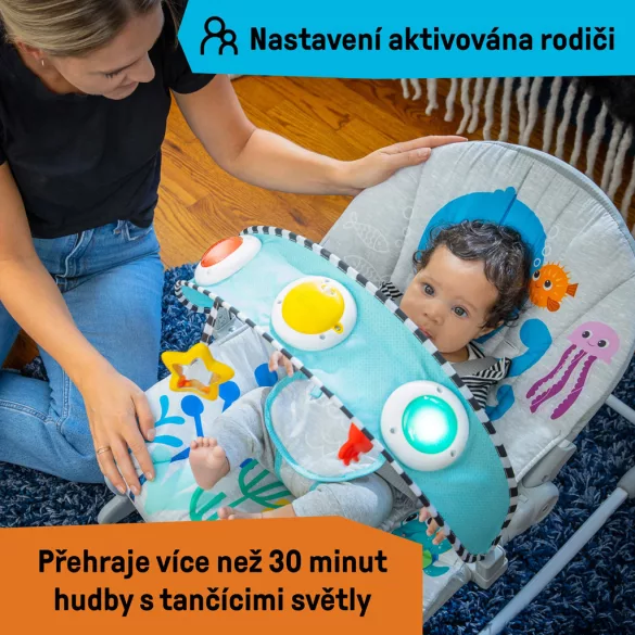 Baby Einstein Hudobné vibračné kresielko Kick to It Opus do 18 kg