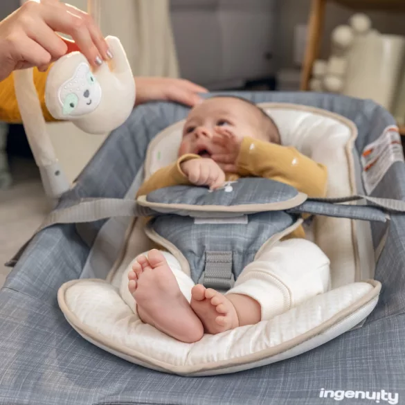 INGENUITY Vibračné masážne kreslo s melódiami, Happy Belly™, Rock-to-Bounce, Parker™, od 0 mesiacov do 9 kg