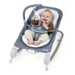 INGENUITY Vibračné masážne kreslo s melódiami, Happy Belly™, Rock-to-Bounce, Chambray, od 0 mesiacov, do 9 kg