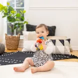 Baby Einstein Hryzátko s hrkálkou zebra Zen™ Shake-a-Shape bez BPA - 0 mesiacov+