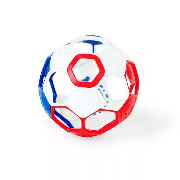 OBALL Hračka, Chrastítko Goals™, 10 cm, červená, biela a modrá, od 0 mesiacov