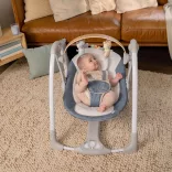 INGENUITY Premeniteľná hojdačka s melódiami, Swing 'n Go Chambray, od 0 mesiacov, do 9 kg