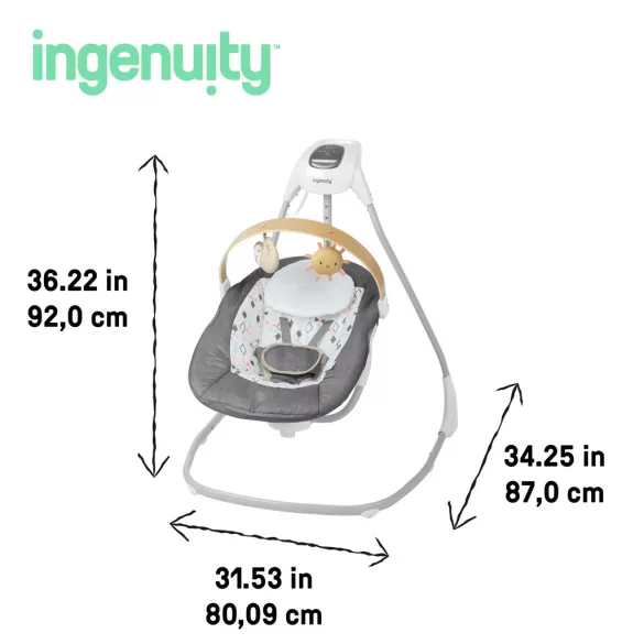 INGENUITY Parker™ hudobné hojdacie kreslo od 0 mesiacov, do 9 kg