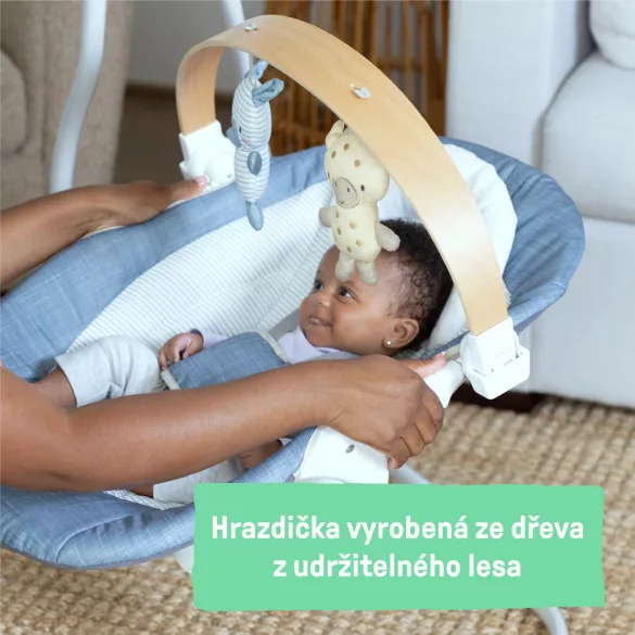 INGENUITY Hojdačka s hudbou 0 mesiacov+, do 9 kg – Chambray