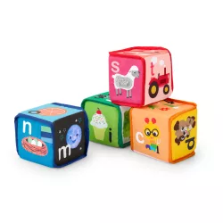   Baby Einstein Textilné hračky kocky abeceda Alpha Stacks™ 4 ks, 3 mesiace+