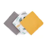 Petite&Mars Bambusová mušelínová sada 3 ks plienok, Moussy Ochre Leaves, 68 x 68 cm