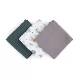 Petite&Mars Bambusová mušelínová sada 3 ks plienok Moussy Grey Planes, 68 x 68 cm